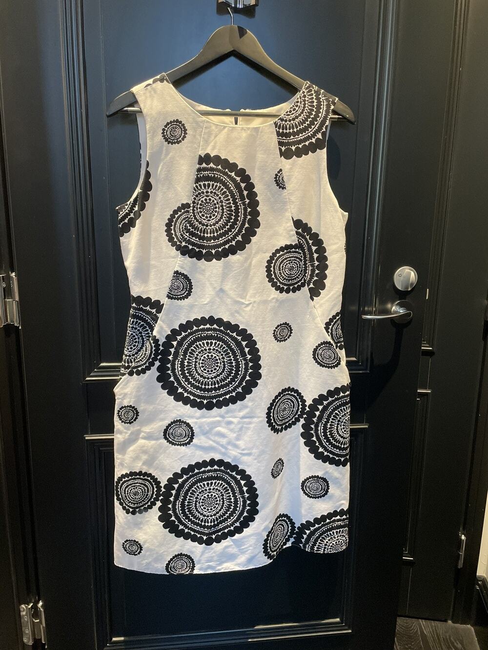 Laura Ashley Black And White Floral Pattern Bandau Dress Size 8
